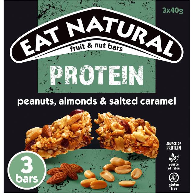 Eat Natural Protein Peanuts, Almonds & Salted Caramel Fruit & Nut Bars 3 x 40g