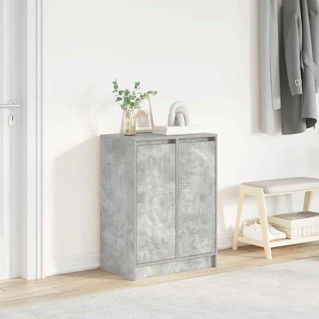 vidaXL Shoe Cabinet Concrete Grey 57x34x76 cm Engineered Wood