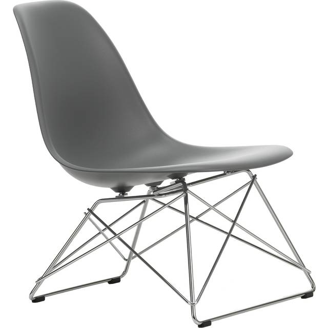 Vitra - Eames RE Plastic Side Chair LSR 56 Granite Grey, Chromed Base - Fåtöljer - Charles &amp; Ray Eames - Grå - Metall/Plast