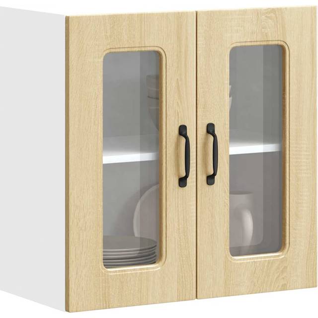 vidaXL Kitchen Wall Cabinet with Glass Door Kalmar Sonoma Oak Engineered Wood - Brown