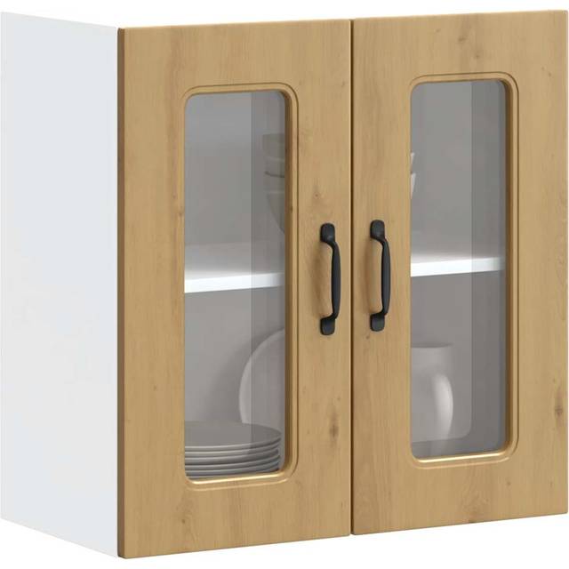 vidaXL Kitchen Wall Cabinet with Glass Door Kalmar Artisan Oak Engineered Wood - Brown