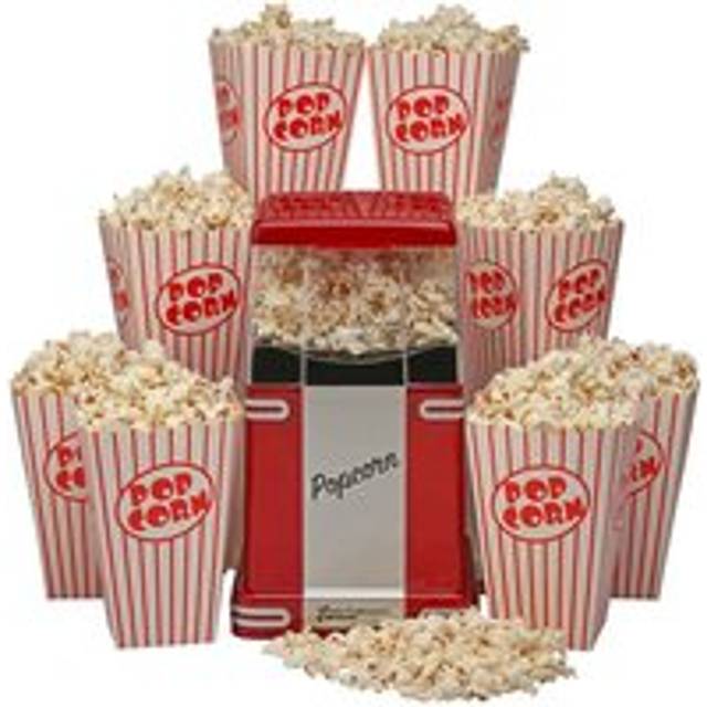 Retro Popcorn Maker Machine Healthy Hot Air Circulation 1200W - Red - One Size