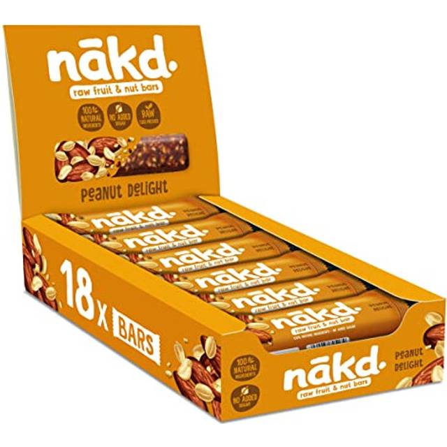 Nakd Peanut Delight Natural Fruit & Nut Bars - Vegan - Healthy Snack - Gluten Free - 35g x 18 bars