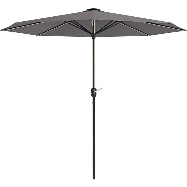 Outsunny Solar Patio Garden Parasol with Lights for Outdoor - Light Grey - Charcoal grey | TJ Hughes