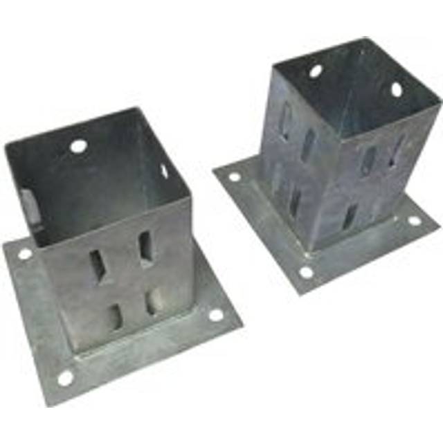 (100MM (4 inch), Pack Of 2) Galvanised Bolt Down Post Supports Wedge Grip