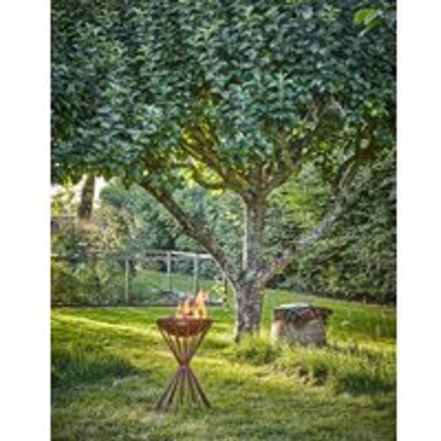 Ivyline 65cm Outdoor Tall Metal Dakota Firebowl - Rust, Brown