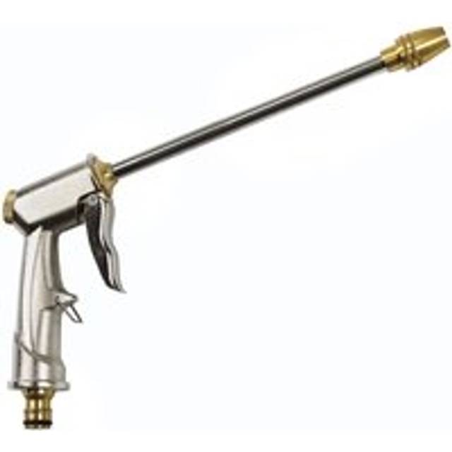 High Pressure Garden Hose Spray Gun - Metal Water Sprayer & Universal Connector with 3 Spray Patterns for Watering & Cleaning - Silver - One Size
