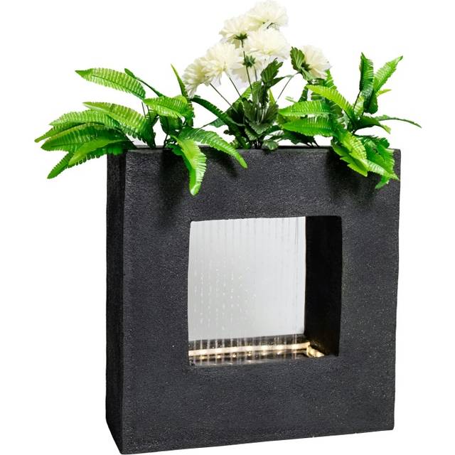 Rain Effect Square Waterfall Water Feature Planter Indoor Outdoor 56cm - Grey - One Size
