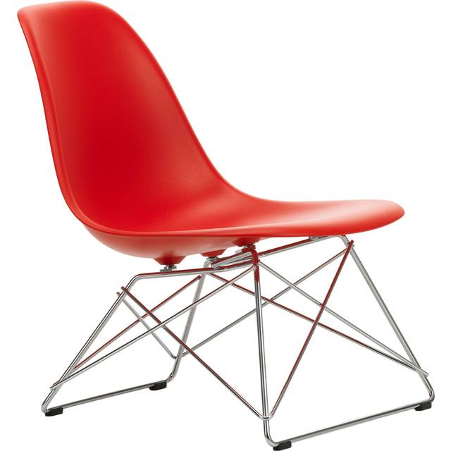 Vitra - Eames RE Plastic Side Chair LSR 03 Poppy Red, Chromed Base - Fåtöljer - Charles &amp; Ray Eames - Röd - Metall/Plast
