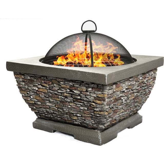Homeology TONTERIA Prestigious Garden & Patio Heater Fire Pit Brazier and Barbecue with Eco-Stone Finish