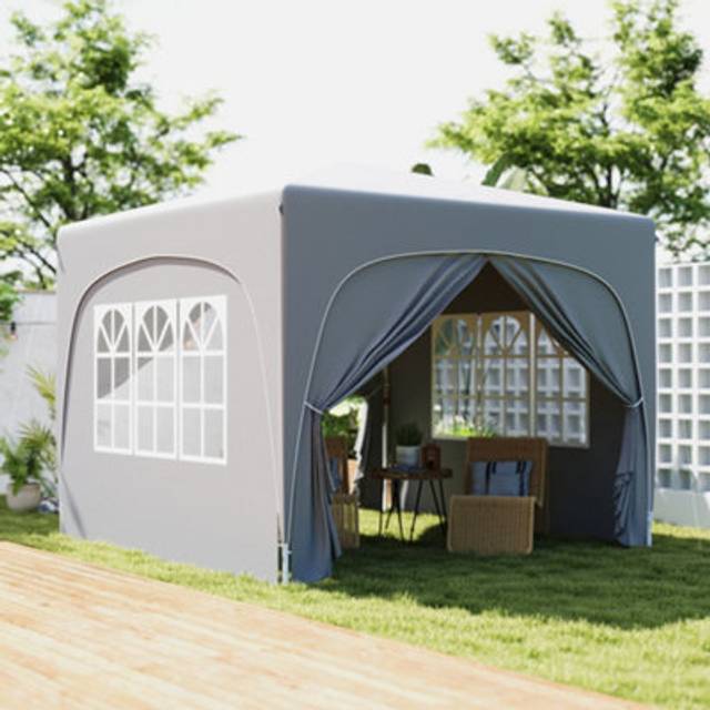 Outsunny 3 x 3(m) UPF50+ Pop Up Gazebo with Sides and Carry Bag - Light Grey | TJ Hughes