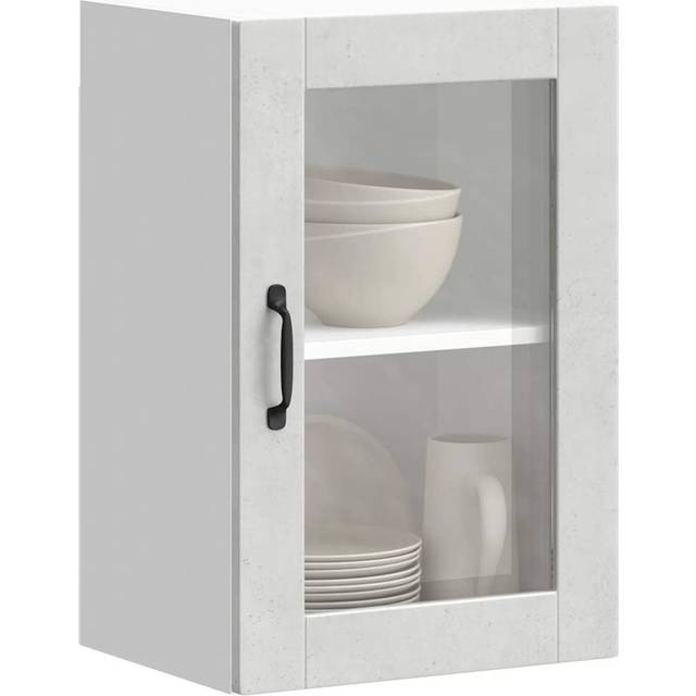 vidaXL Kitchen Wall Cabinet with Glass Door Porto Concrete Grey