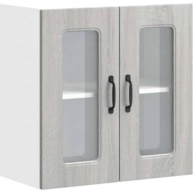 vidaXL Kitchen Wall Cabinet with Glass Door Kalmar Grey Sonoma Engineered Wood