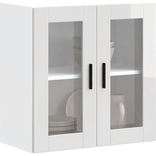 vidaXL Kitchen Wall Cabinet with Glass Door Porto High Gloss White