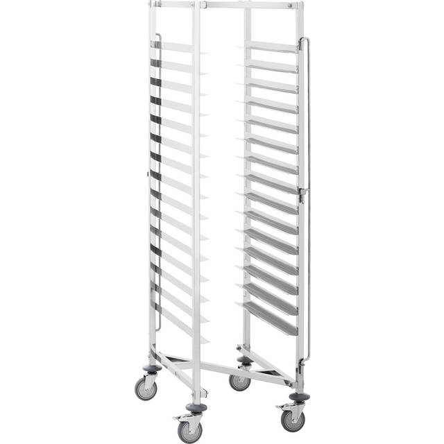 Tray Trolley - stainless steel - 15 slots - for trays: 40 x 60 cm - long-side loading - 120 kg - 2 safety rails - Royal Catering RCTW-15Z
