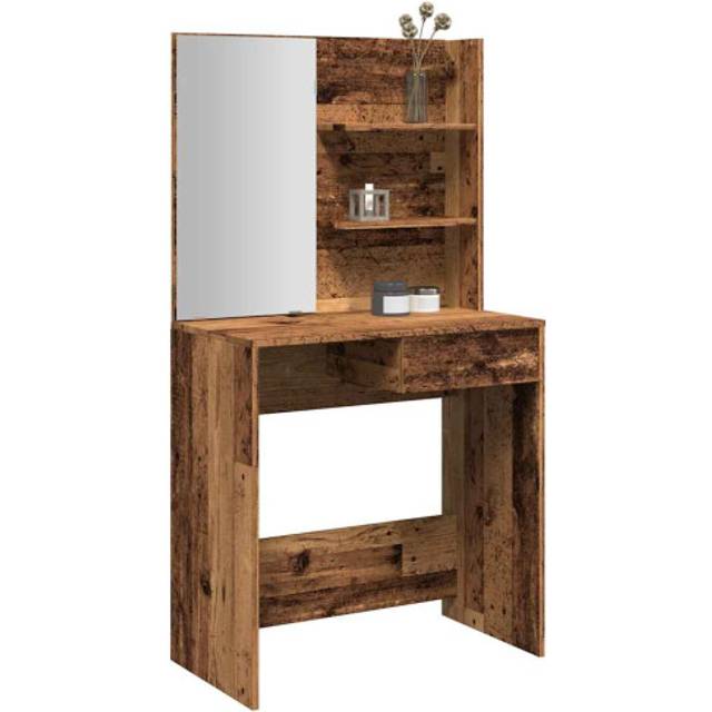 vidaXL Dressing Table with Mirror Old Wood 74.5x40x141 cm - Brown