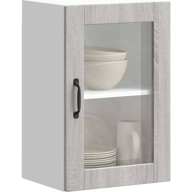 vidaXL Kitchen Wall Cabinet with Glass Door Porto Grey Sonoma