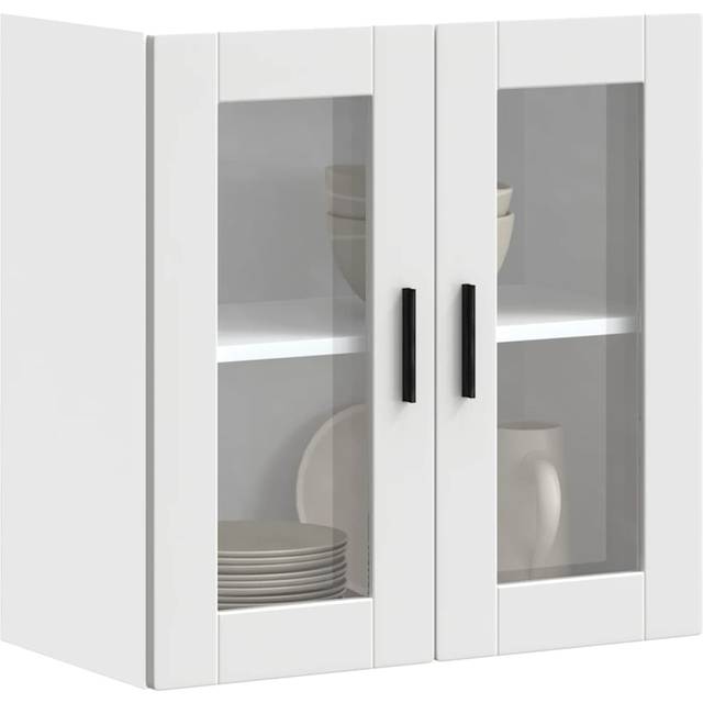 vidaXL Kitchen Wall Cabinet with Glass Door Porto White