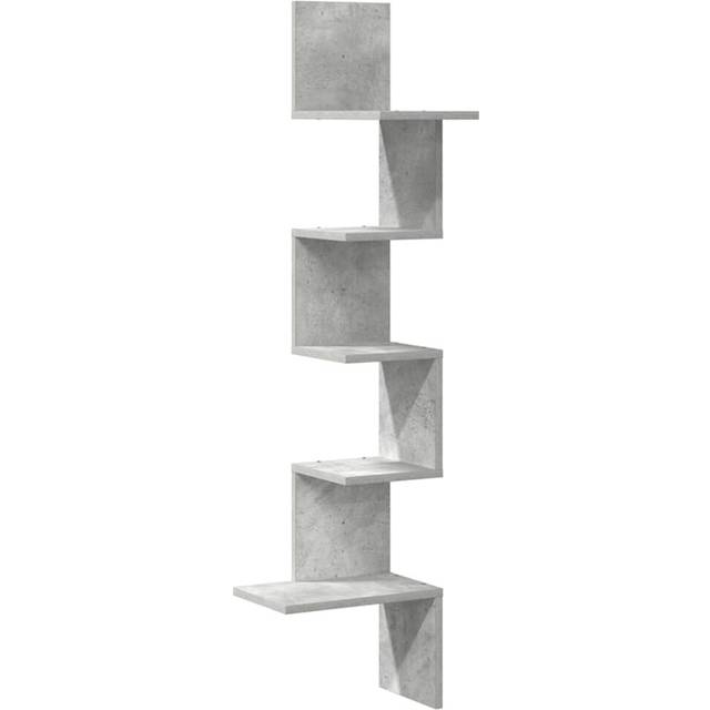 vidaXL Wall Corner Shelf Concrete Grey 32x32x127,5 cm Engineered Wood