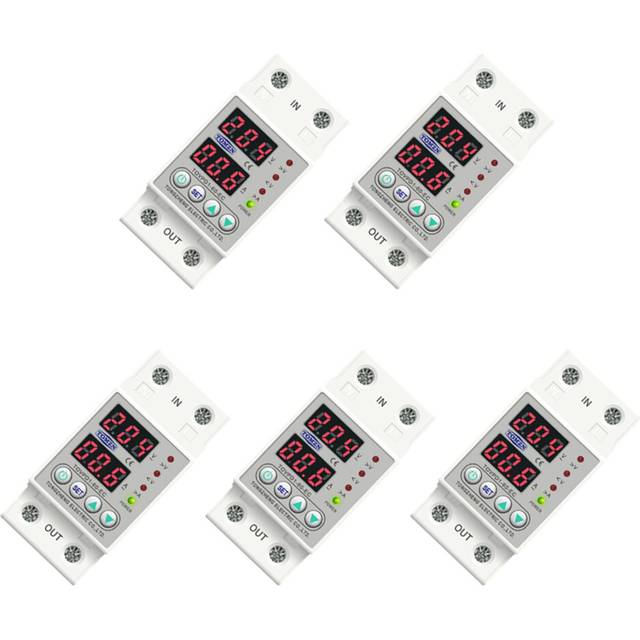 5X Din Rail Dual Display Adjustable Over Voltage Current and Under Voltage Protective Device Relay 40A 220V 230V
