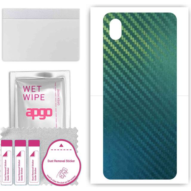 apgo Protective Skin Sticker for the back compatible with Samsung Galaxy A3 Core, Wrap Film, Foil, Vinyl - Pattern Carbon Chameleon CAKA1