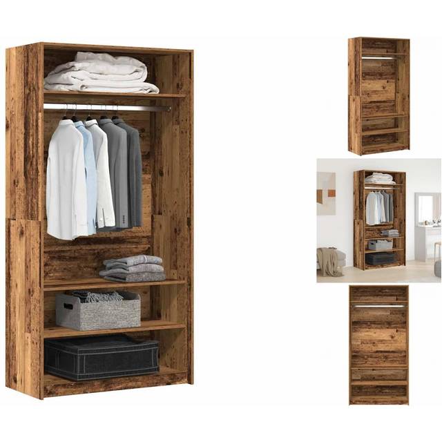 vidaXL Wardrobe Old Wood 100x50x200 cm Engineered Wood - Brown