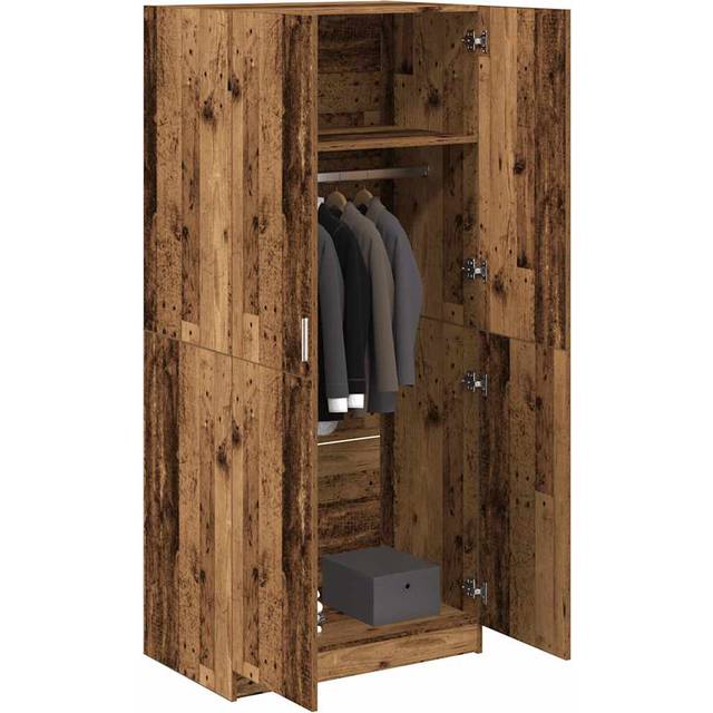 (old wood) vidaXL Wardrobe Clothing Cabinet Hanger Clothes Organiser Unit Engineered Wood