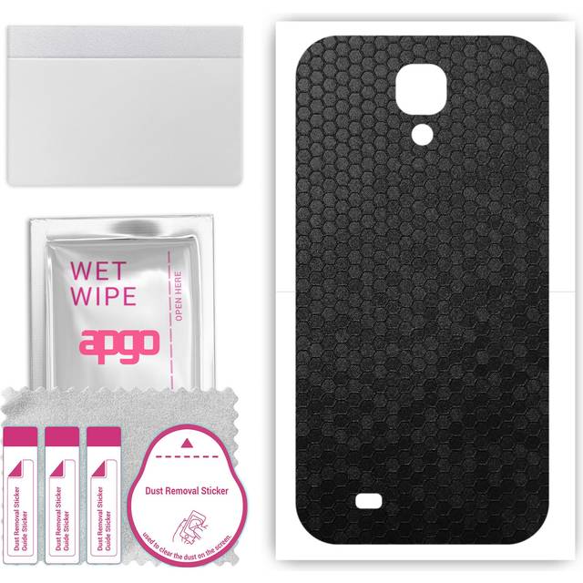 apgo Protective Skin Sticker for the back compatible with Samsung Galaxy S4 Active i9295, Wrap Film, Foil, Vinyl - Pattern Black Honeycomb