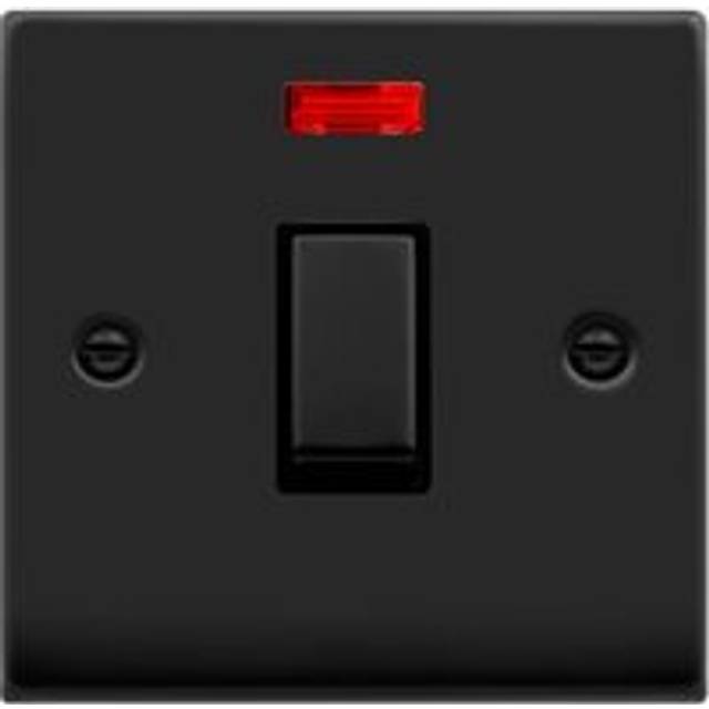 Matt Black 1 Gang 20A Ingot dp Switch With Neon - Black Trim Se Home