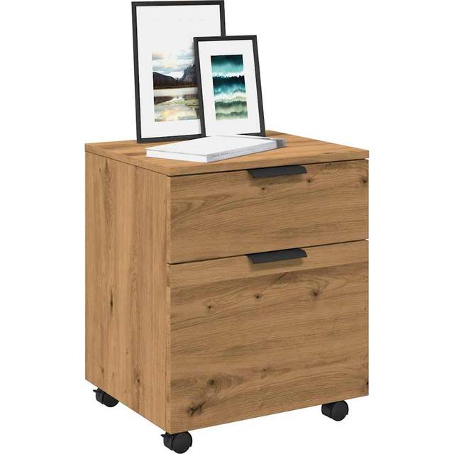 vidaXL Mobile File Cabinet with Wheels Artisan Oak 45x38x54 cm Engineered Wood - Brown