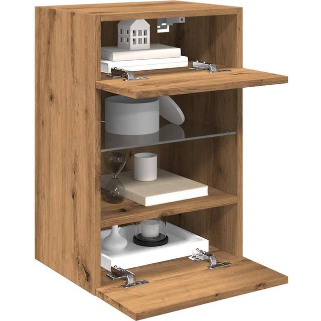 vidaXL TV Wall Cabinets with LED Lights 2 pcs Artisan Oak 40x30x60,5 cm - Brown
