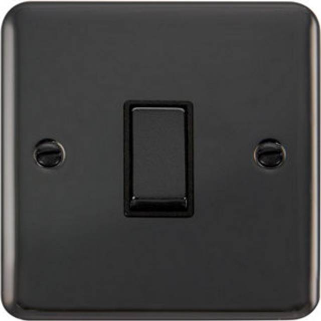 Se Home - Curved Black Nickel 10A 1 Gang Intermediate Ingot Light Switch - Black Trim