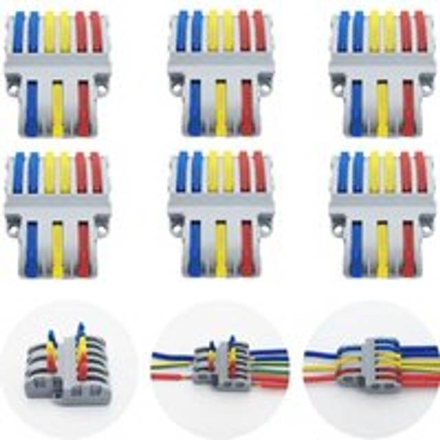 Connection Terminals, 6 Pcs Quick Electrical Connector, Compact Wire Connectors SPL-63 (3 in 6 out)