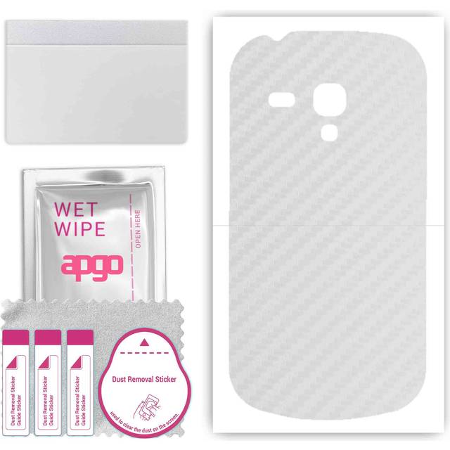 apgo Protective Skin Sticker for the back compatible with Samsung Galaxy S3 mini i8190, Wrap Film, Foil, Vinyl - Pattern Transparent Carbon