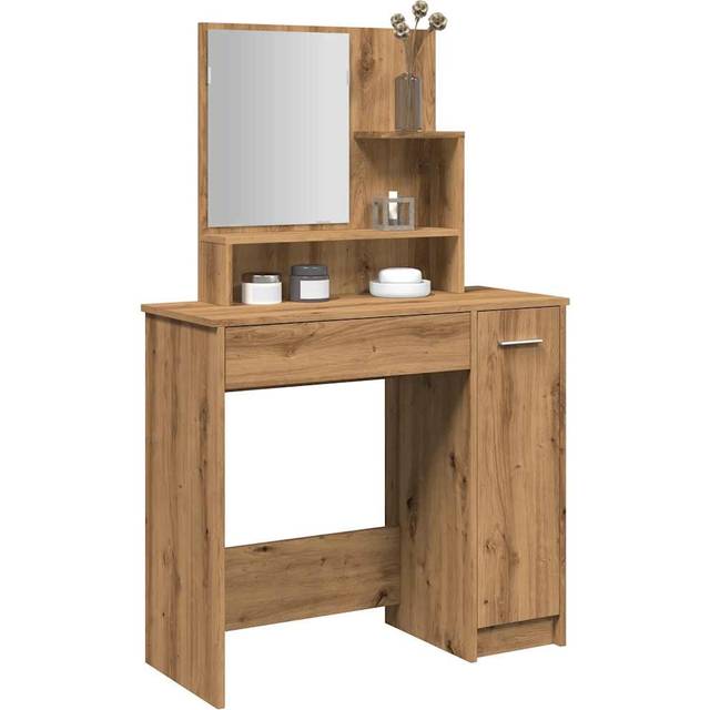 vidaXL Dressing Table with Mirror Artisan Oak 86.5x35x136 cm - Brown