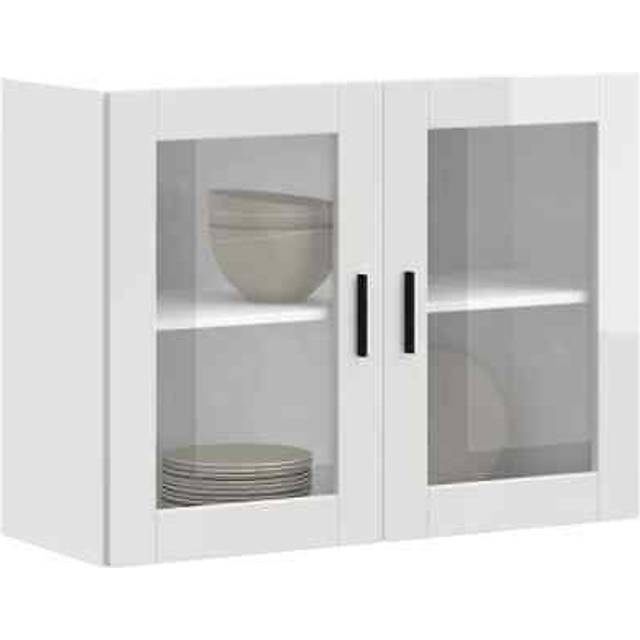 vidaXL Kitchen Wall Cabinet with Glass Door Porto High Gloss White