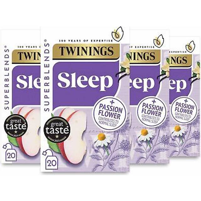 Superblends Sleep Tea - Spiced Apple & Vanilla Herbal Tea Infusion with Camomile & Passion Flower - 80 Biodegradable Tea Bags