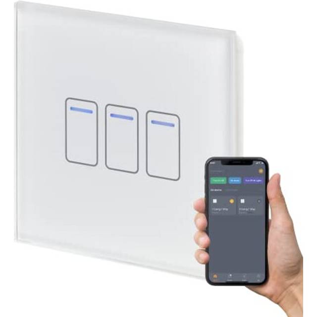 Crystal+ Touch WiFi Switch | 3 Gang Smart Light Switches | Multi Control | Remote Control | App Compatible With Alexa & Smart Life | White Glass