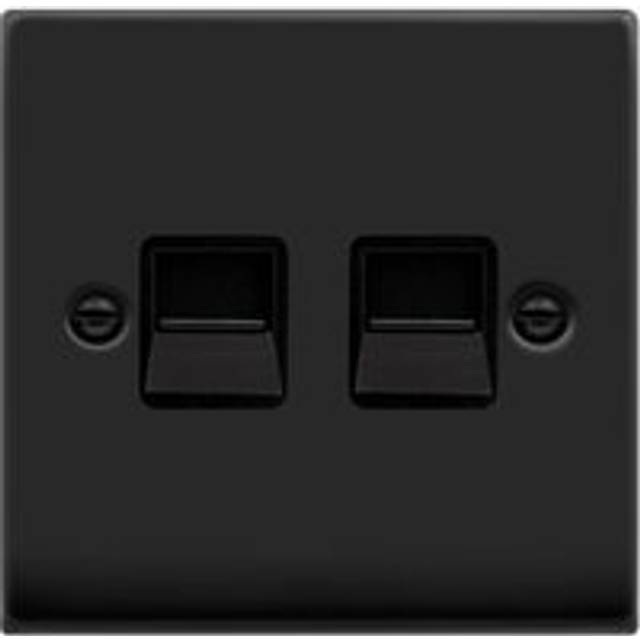 Se Home - Matt Black Master Telephone Twin Socket - Black Trim