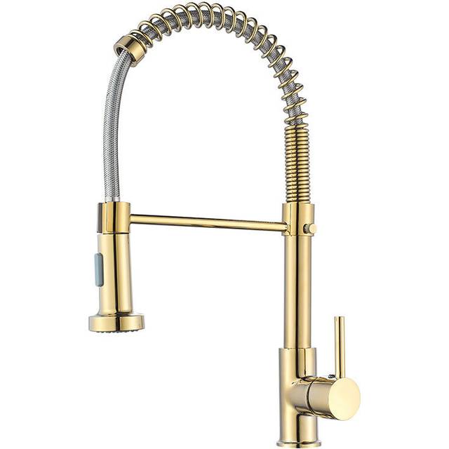 Cyslmuk - 360°Golden Kitchen FaucetKitchen Faucet With 2 Spray Modes Single Lever Kitchen Mixer Tap Cold and Hot Sink Available