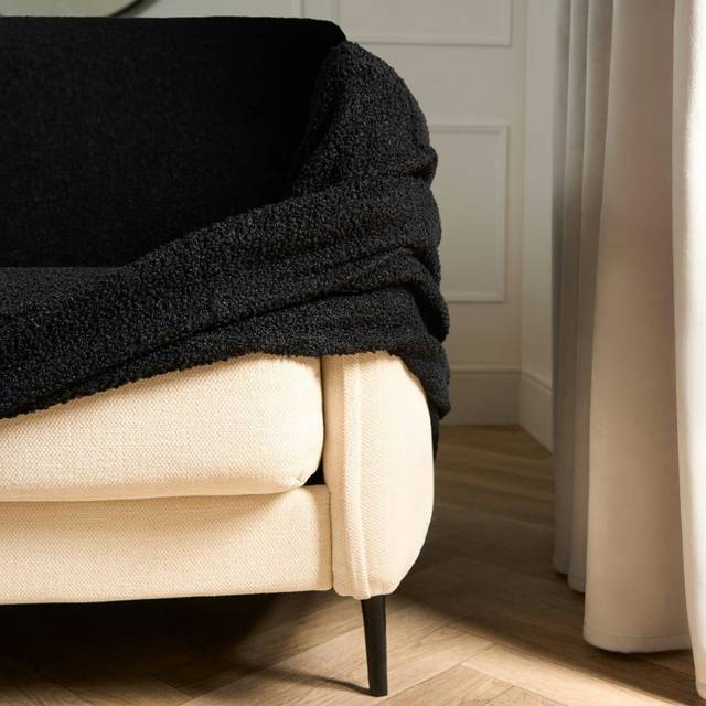 OHS 3 Seater Boucle Stretch Sofa Cover - Black