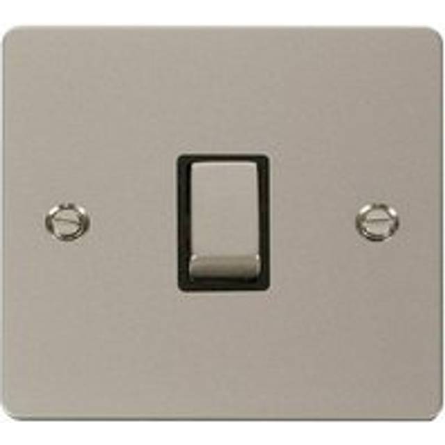 Flat Plate Pearl Nickel 1 Gang 20A Ingot dp Switch - Black Trim Se Home