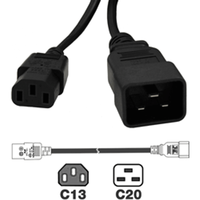IEC C13 (F) - IEC C20 (M) Power Cable - 5 Metre - ce