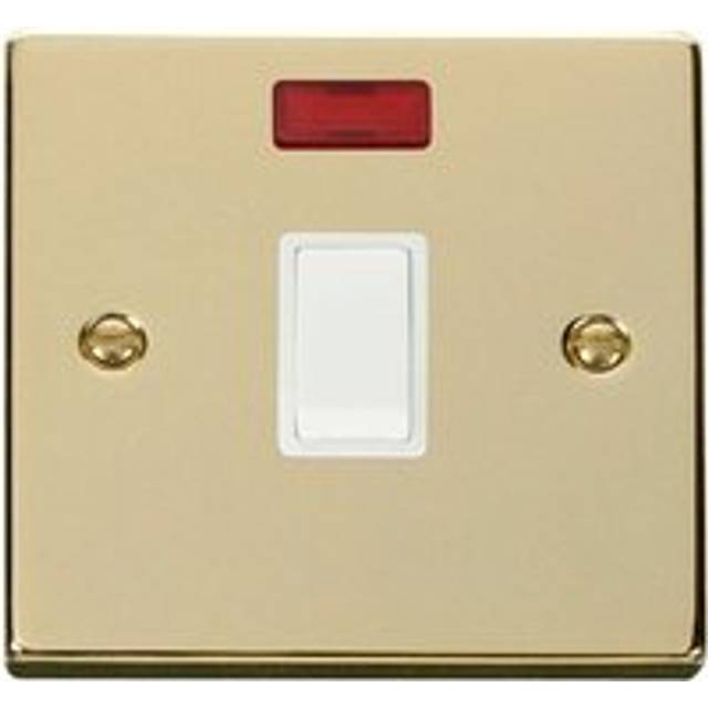 Polished Brass 1 Gang 20A dp Switch With Neon - White Trim Se Home