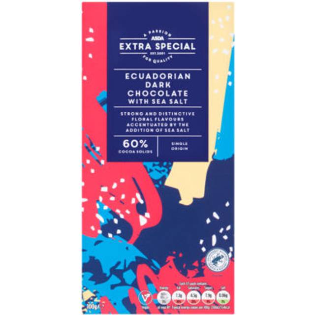 ASDA Extra Special Ecuadorian Dark Chocolate with Sea Salt 100g