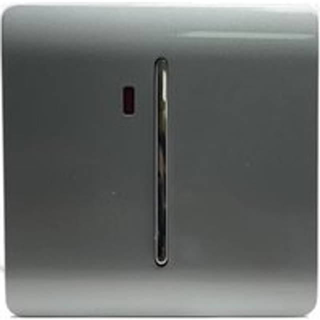 Trendi Artistic Modern Glossy Screwless 45 Amp Cooker Switch with Neon Insert Silver