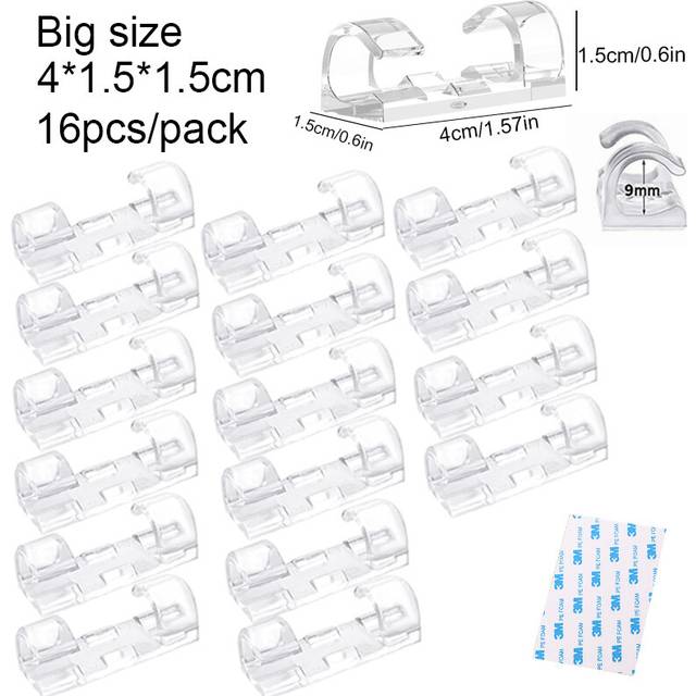 (Big Transparent) 16/20 Pcs Cable Clips Cord Organizer Wall Wire Retainer Cable Management