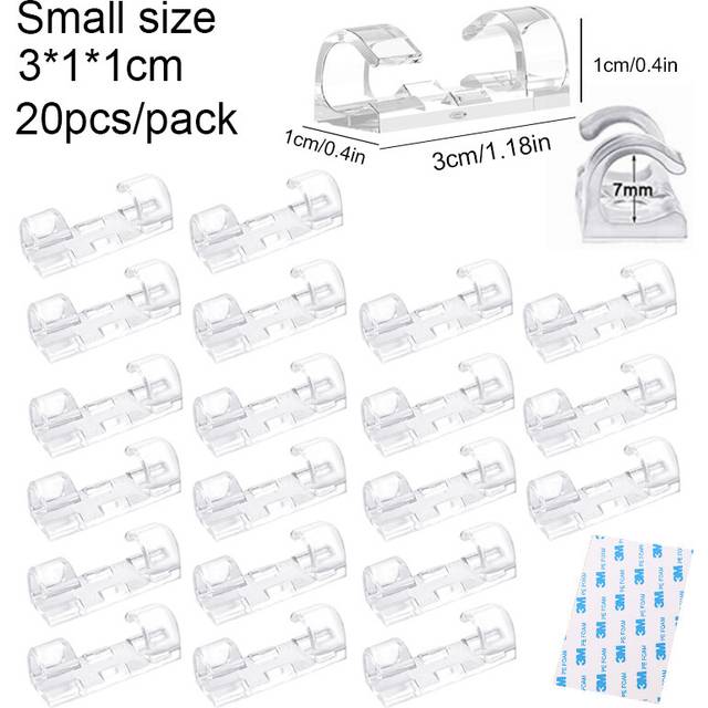 (Small Transparent) 16/20 Pcs Cable Clips Cord Organizer Wall Wire Retainer Cable Management