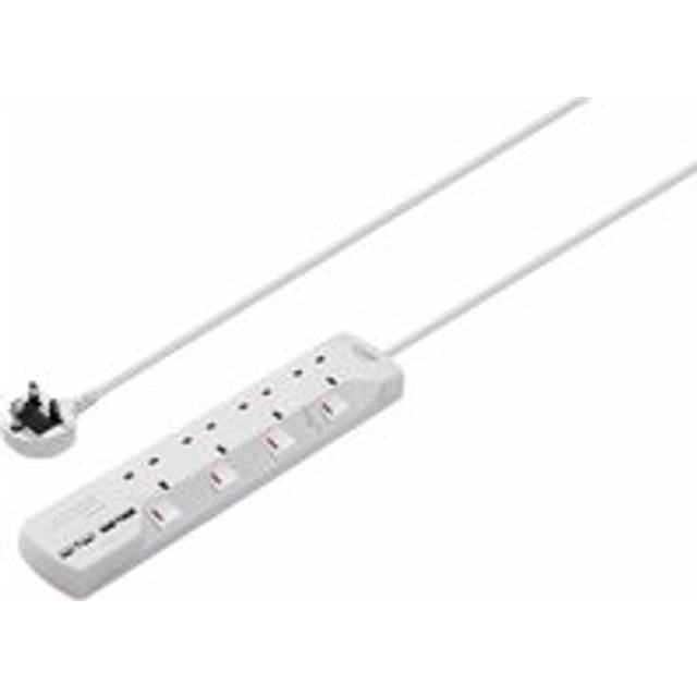 LOGIK Surge Protected 4-Socket Extension Lead with USB - 4 m