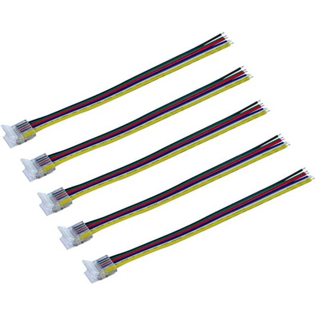 Integral Connector To 150mm Wire Pack of 5 for IP20 12mm Width RGB+CCT Strip